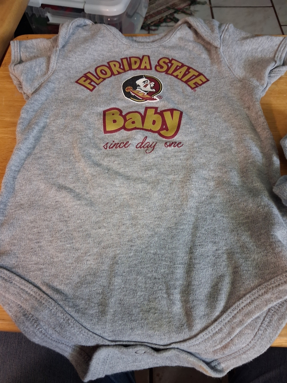 Florida State Baby Bodysuit - Gray with Garnet & Gold Logo